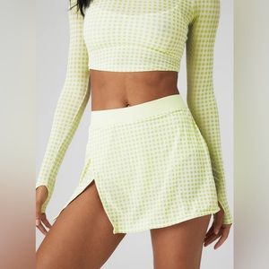alo yoga gingham set in iced green tea